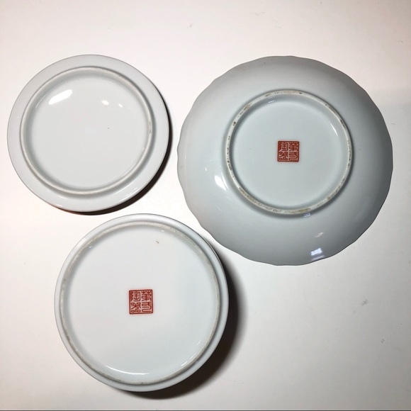 Vintage ornate Takahashi Imari style 3 piece candy/trinket bowl set - Picture 5 of 11